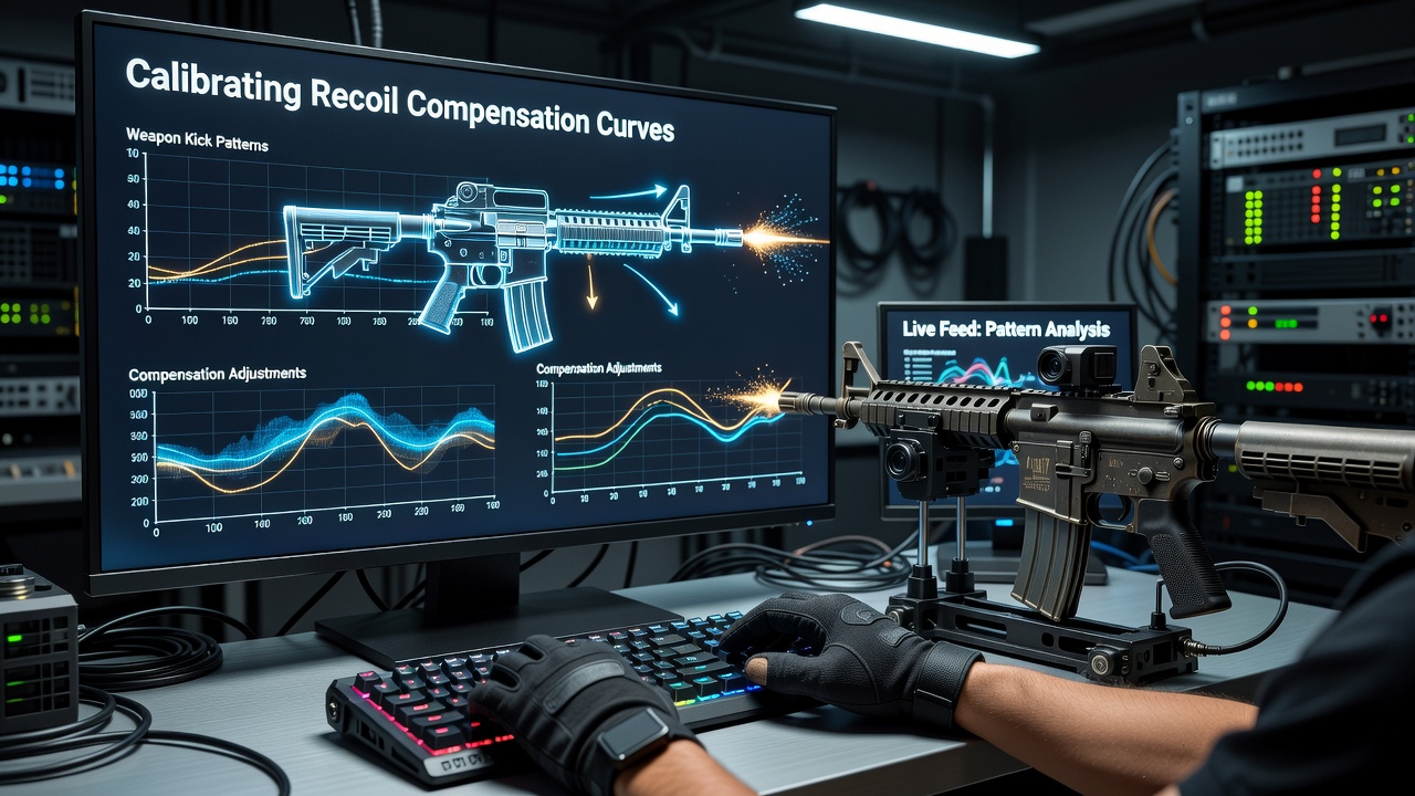 Graph displaying overlaid recoil compensation curves and deadzone expansion during sustained fire testing