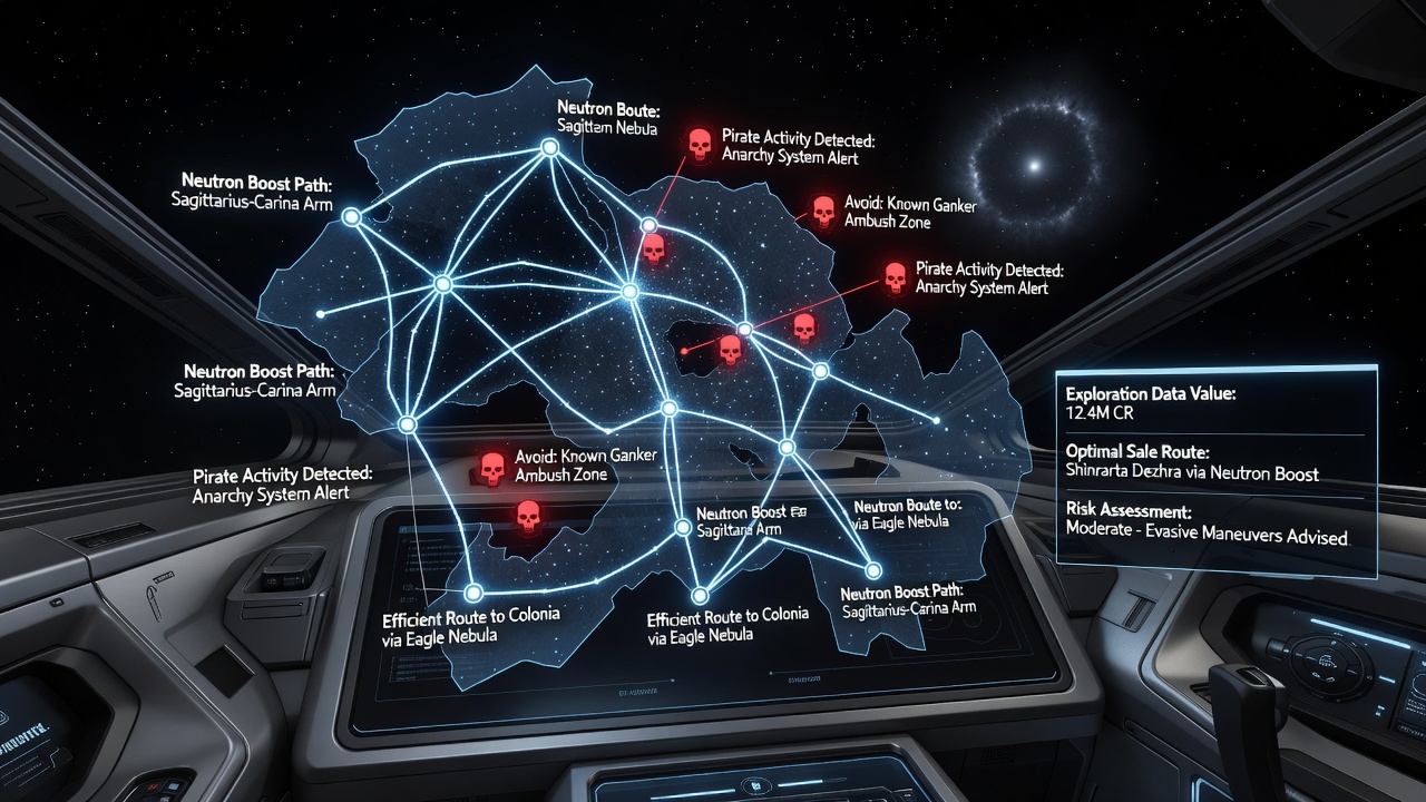 In-game screenshot of a commander executing a neutron star boost while monitoring for incoming interdictions