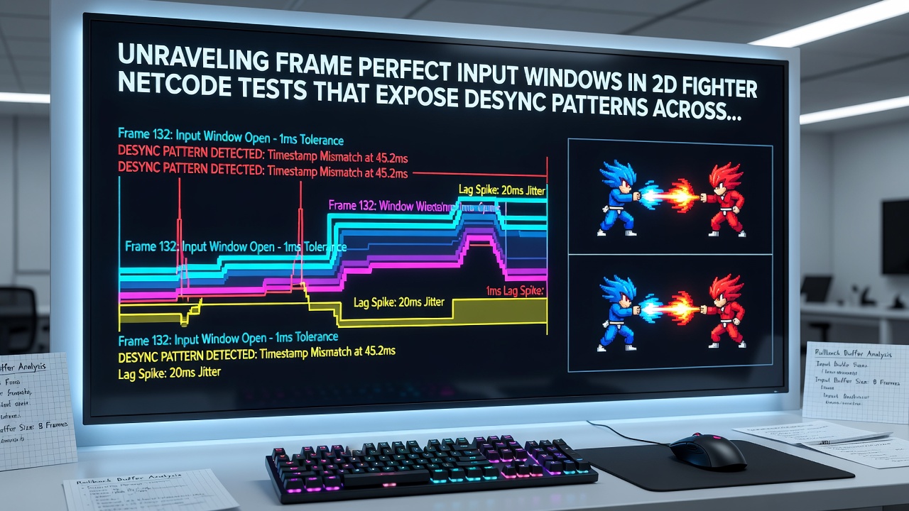 Chart of desync patterns observed in 2D fighter netcode across different regional server latencies