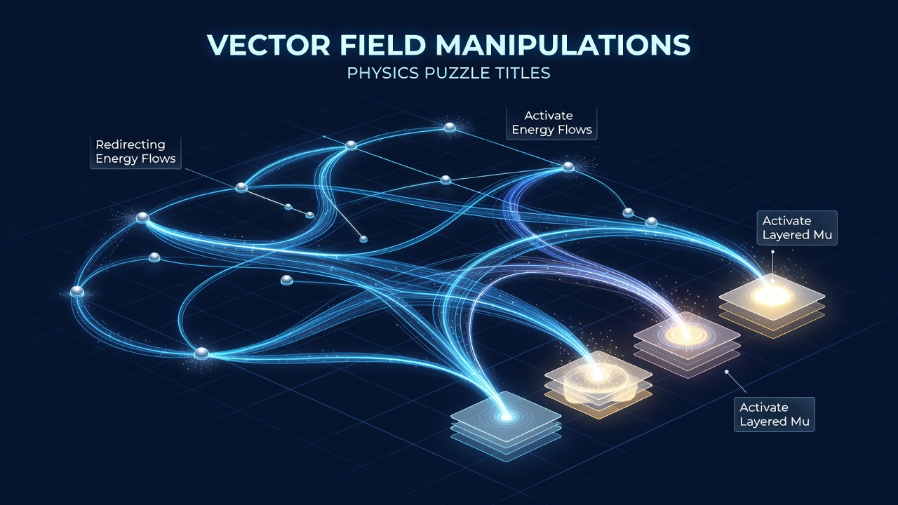 Detailed view of multi-stage puzzle activation where redirected energy flows trigger sequential mechanisms in a physics simulation